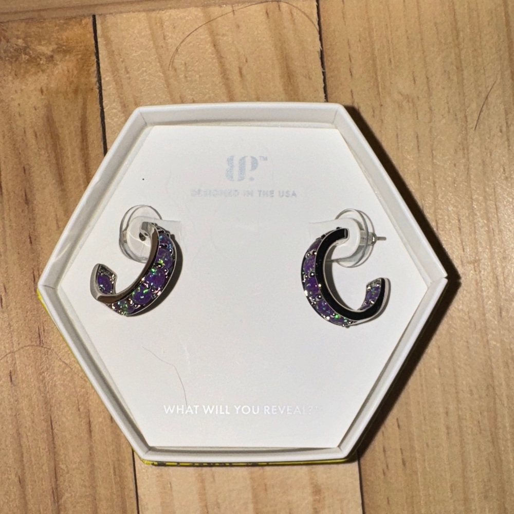 BP Amethyst Fire Opal Hoop Earrings